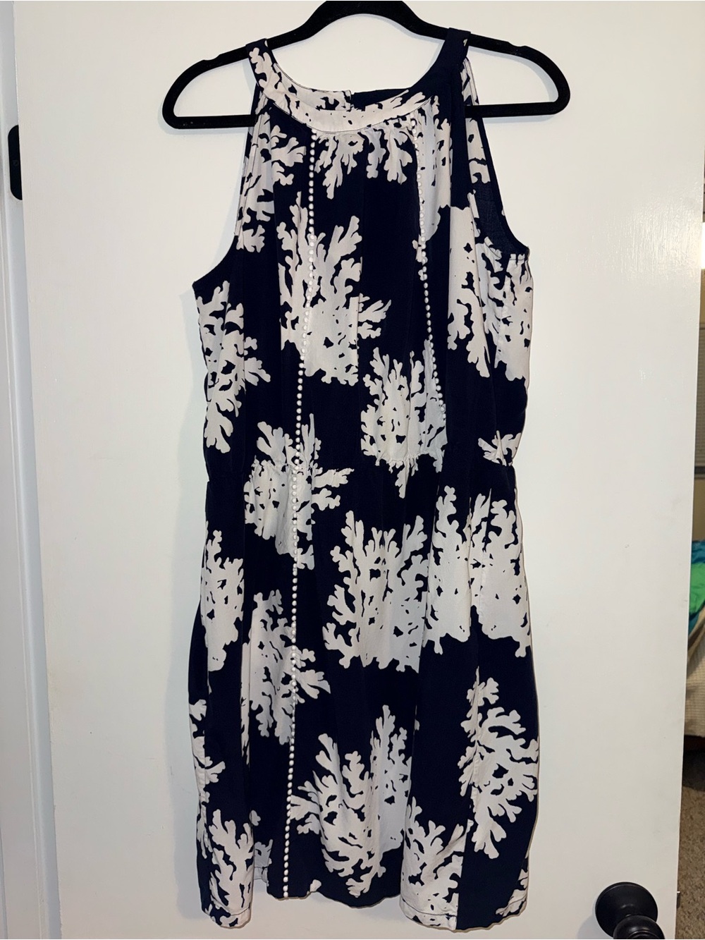 crown & ivy navy and White Floral Halter Midi Dress